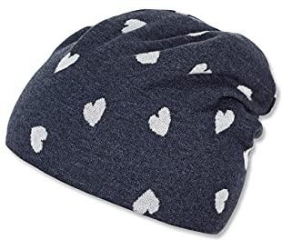 Sterntaler Mädchen Slouch-beanie Herzchen Mütze, Blau mel., 55