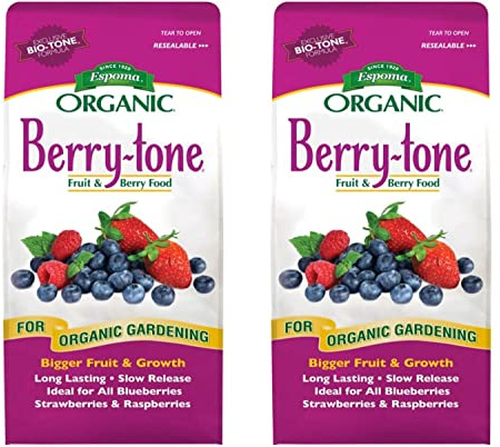 Espoma Organic Berry-Tone 4-3-4 Natural & Organic Fertilizer and Plant Food for All Berries. 4 lb. Bag. Use for Planting & Feeding to Promote Bountiful Harvest - Pack of 2