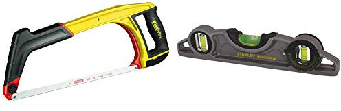 Stanley 0-20-108 Fatmax 5-in-1 Hacksaw & STANLEY FATMAX Xtreme Torpedo Level Heavy Duty Aluminium Body and Magnetic Base Including 3 Reversible Vials 0-43-609