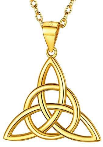 PROSILVER Gold Plated Necklace for Women - Celtic Knot Triquetra Pendant with Adjustable Chain S925 Sterling Silver Celtic Infinity Love Jewelry with Gift Box