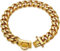 Goldfarbenes Hundehalsband, Metallkette, mit sicherer Schnalle und Erkennungsmarke, 18 K kubanische Verbindung, robust, kausicher, für kleine Hunde, amerikanischer Pitbull Schäferhund (19 mm, 35,6 cm)