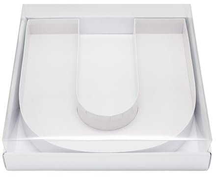 WENPACK Caja de cartón con forma de letra de 12.5 pulgadas para rellenar dulces y dulces con tapa transparente (blanco, U)