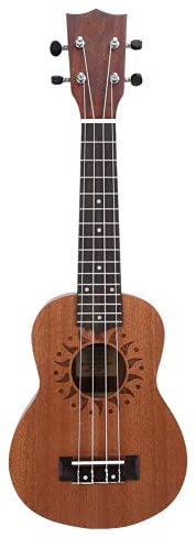 Verrückter Verkauf 21 Zoll Ukulele, 4 Saiten 21 Zoll Holz Ukulele, zum Geburtstagsgeschenk Musikunterricht(Sonnenblume rundes Schallloch)