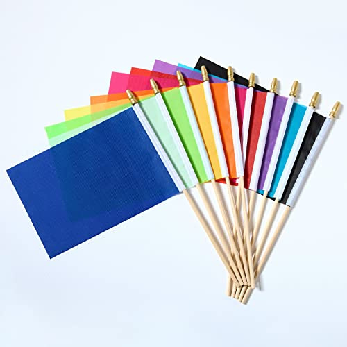 ZXvZYT Confezione da 50 bandiere in tinta unita, piccole e piccole, in tinta unita, bianco, rosso, giallo, verde, arancione, blu, nero, viola, rosa, azzurro, per decorazioni fai da te, scuola, club