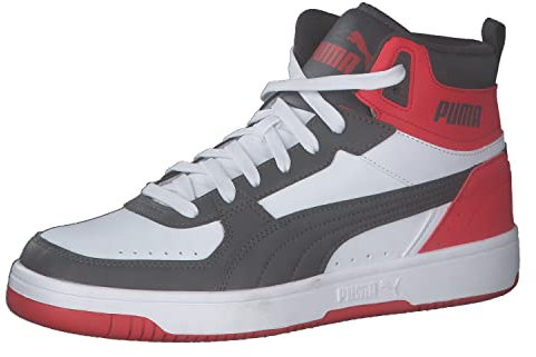 PUMA Unisex Rebound Joy Sneaker, White Asphalt High Risk Red, 44 EU