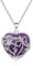 JOVIVI Natural Amethyst Crystal Stone Heart Pendant Necklace Reiki Healing Silver Flower Wrapped Gemstone Purple Amethyst Jewellery Women Gifts