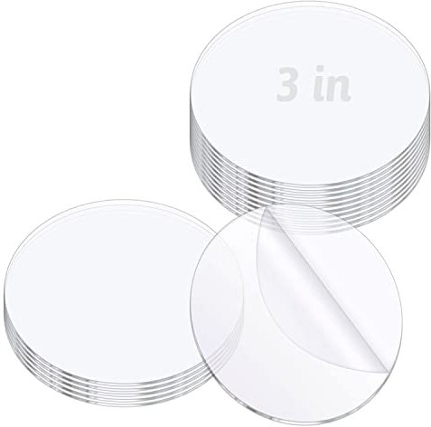 YXHZVON 16 Stücke Klare Acrylplatten, 3 in Runde Acrylscheibe Transparente, 0,2 cm dicke Klare Runde Acryl Rohlinge für DIY Bildrahmen Gemälde DIY Handwerk Scrapbooking Display
