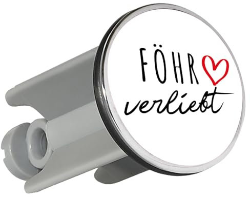 Huuraa Waschbeckenstöpsel Föhr verliebt Geschenk 4cm höhenverstellbar 6,5 bis 8,5cm Föhr Geschenkidee