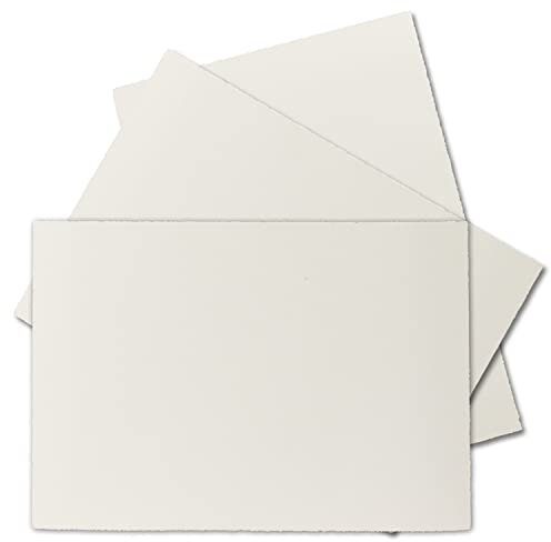 25 Stück DIN A6 Büttenpapier Karten, DIN A6, 105 x 148 mm, Naturweiß halbmatt - Einzelkarten ohne Falz - Vellum Oberfläche - Karten aus Büttenpapier