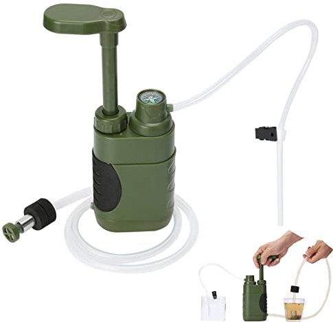 HIMS Filtro de agua para exteriores, 5000 l, portátil, para camping, supervivencia, filtro de agua de emergencia, filtro de bomba para viajes en la pared