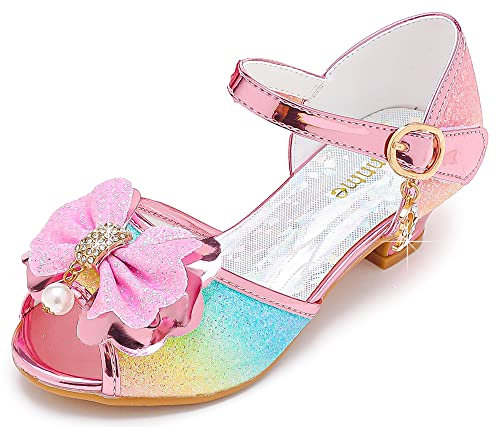 Osinnme Toddler Little Big Kid Hochzeitssandalen für Mädchen, Regenbogen, 19.5 cm
