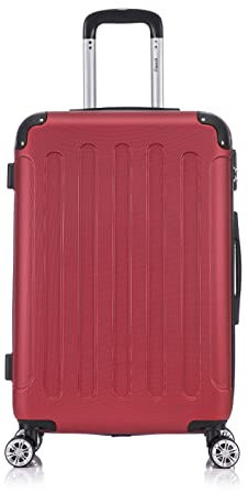 Flexot® Flex-2045 Koffer (16 Farben zur Auswahl) Zwillingsrollen Reisekoffer Trolley Hartschale (L, Rubin Rot)