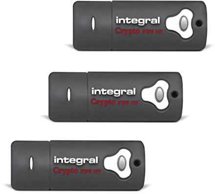 Integral Clé USB 8go Crypto-197 256-Bit 3.0 USB Mémoire Flash Drive cryptée - Certifiée Selon la Norme Design étanche à Double Couch -3PK XTS-AES