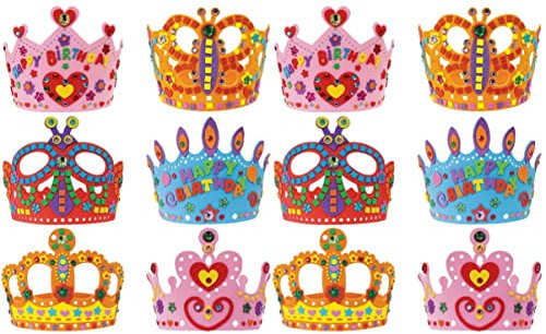 NUOBESTY 12 Stk Kronenhut Partyhüte Aus Schaumstoff Diadem-bastelsets Partyhüte Selber Machen Basteln Für Kinder Anzüge Für Kinder Partyhut Party Tiara Diy-hüte Baby Eva Handbuch Filzhut