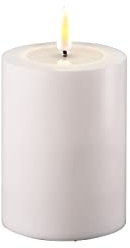 ReWu LED Kerze Deluxe Homeart, Outdoor LED Kerze (Kunststoff – Kein Echtwachs) mit realistischer Flamme, warmweißes Licht, Hitzebeständig für den Aussenbereich– (Weiß)