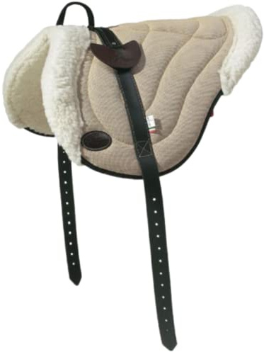 PIONEER Konturerad häst i bomull och ull för naturberg, engelsk ridsadel tillverkad i Italien med vaddering, barback 55 x 45 cm med ridkudde i neopren - brun