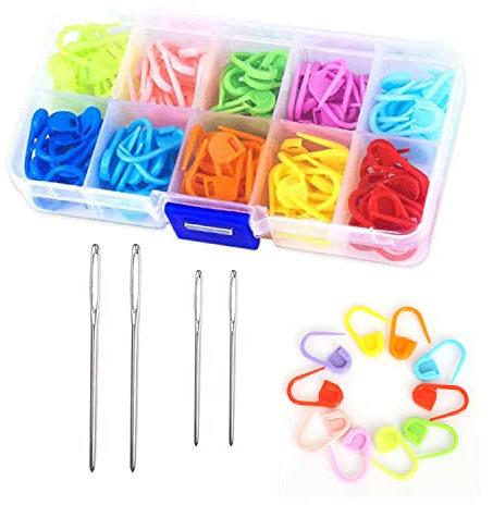 120 Pieces of Knitting pin Stitch Markers, with 4 Big Eye Sewing Needle, Knitting Clip Plastic Mark, Crochet, Used for Sewing and Scrapbooking
