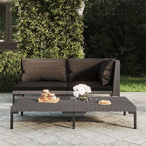 RONGQI Gartensofa mit Kissen, Palettensofa, Palettenmöbel Set, Gartensofa, Outdoor Sofa, Gartencouch, Gartenmöbel Lounge, Halbrundes Poly Rattan