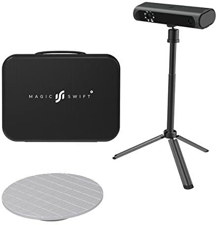 3DMakerpro Magic Swift Plus 3D Scanner 0,1 mm Genauigkeit und 0,25 mm Auflösung, großer Scanbereich und 10 FPS Scangeschwindigkeit mit tragbarer Tragetasche - Monochrome Premium Kit