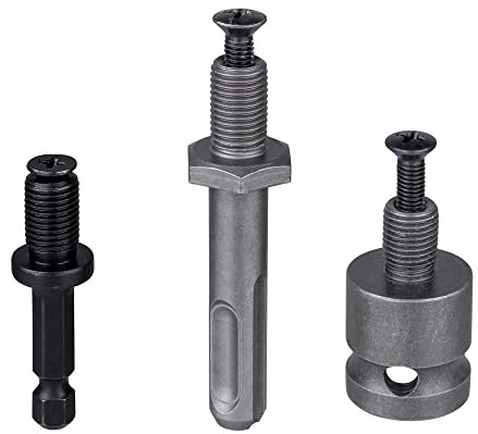 Mesee 3 Pieces Drill Chuck Adapter Connecting Rods 3/8-24UNF Thread Mount Chuck Converter Attachment Extensions Kit - 1/4 Quick Change Hex Shank + SDS Plus Shank + 1/2 Square Female Adaptor