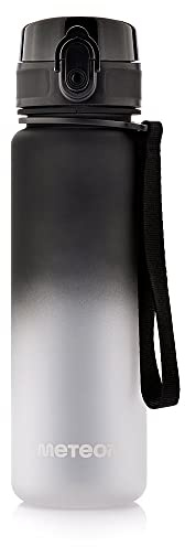 meteor Water bottle 500 ml – Secure flip lid with lock for daily hydration – Durable and practical sports water bottle for training and travel – Sport water bottle Black/White