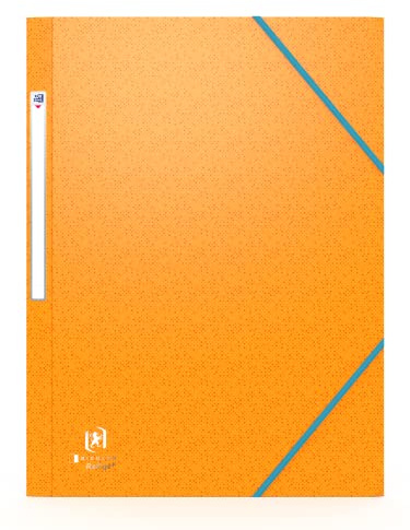 OXFORD 10 Stück Mappen, 3 Klappen, zweifarbig, Recyc+, A4, mit Gummizug, Einband, Orange