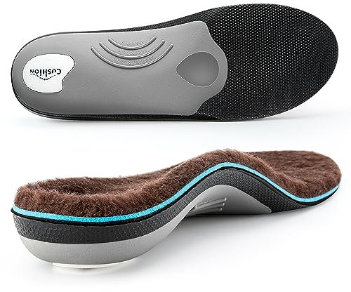 VALSOLE Wolle winter Orthopädische einlegesohlen,Plantar Fasciitis Hohe Arch Support Schuheinlagen für Plattfüße, Fersensporn,Fußschmerz Damen & Herren Warm Arbeitsschuhe Einlegesohlen (Brown)
