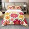 Hippie Blume 100% Baumwolle Bettwäsche Set 155x220,Bunte Groovy Florals Bettbezug Ästhetische Raum Dekor für Mädchen,Botanische Blüte Tröster Abdeckung Rosa Orange Boho Floral Bettdecke Abdeckung
