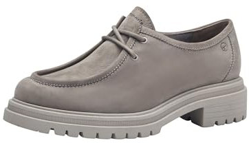 Tamaris Zapatos de Cordones de Caña Baja para Mujer, Cómodos, de Piel, Gris, 42 EU