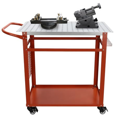 Tavolo per saldatura Doppio Lavoro Saldatore in metallo con Ruote, Capacità Carico Max 600 lbs 36 x 24 cm, rosso