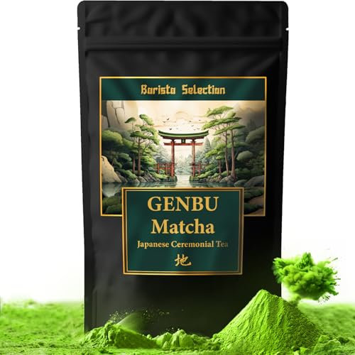 GENBU MATCHA | Tè Matcha di Grado Cerimoniale | Tè Verde Matcha in Polvere Premium | Puro e 100% Naturale | Origine Giapponese di Massima Qualità | Cerimonia e Latte | Senza Glutine e Zucchero | 100gr