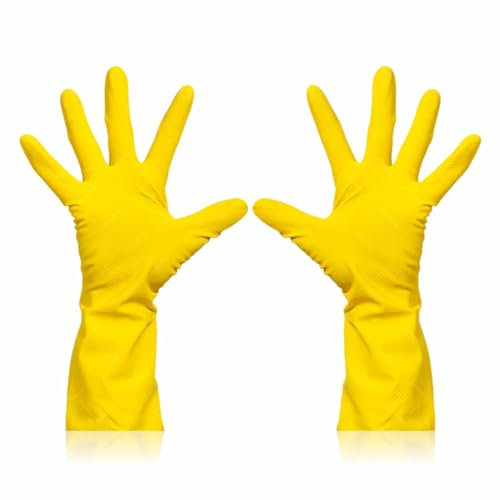 3HA HAHAHA Kitchen Gloves Heavy Duty Flexible Rubber Thick Gloves Nonslip Ideal for Garden Kitchens Dish Bathroom Hotel House Hold Washing Cool Place Glove Long Sleeve Home Cleaning Accessory (1pc)