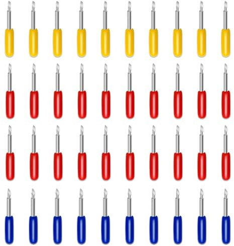Zamety 40 Stück 30/45/60 Grad Ersatzklingen für Cricut Maker 3 / Cricut Explore 3, Einschließlich 10 Stück 30° feine Spitzenklingen, 20 Stück 45°Standardklingen, 10 Stück 60°Tiefe Spitzenklingen