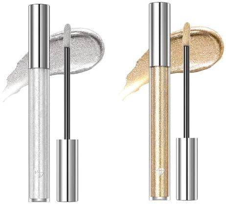 Dyceittdia 2pcs Flüssiger Lippenstift, 2.4g Silberner Lippenstift und 2.4g Gold Lippenstifte, Antihaft-Lipgloss, Langanhaltende Farbe, lipsticks6