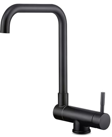 XJTNLB Grifo de Cocina Bajo Ventana Negro Grifos Cocina Fregadero Abatible Plegable 180° y Caño Giratorio 360° Grifo Cocina Plegable para Ventana Frontal