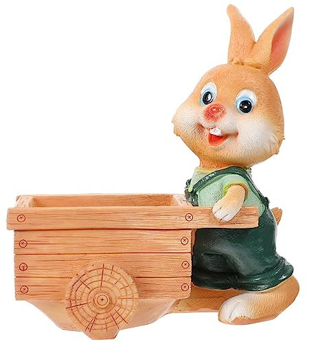 Outanaya 1stk Kaninchentopf Kaninchen Blumentöpfe Garten Blumentopf Container Saftige Töpfe Kaninchen Pflanzer Hase Pflanzer Häschen-statue Behälterhalter Für Kakteen Blumenornamente Harz