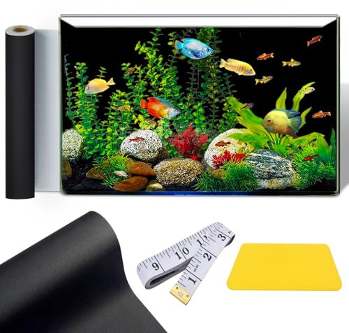 GOYJOY Aquarium Background Black Fish Tank Background Wallpaper,Vinyl Aquarium Background Paper, Self Adhesive Aquarium Backdrop,Strong Stickiness,Traceless Removal,Enhancing The Colors of Fish