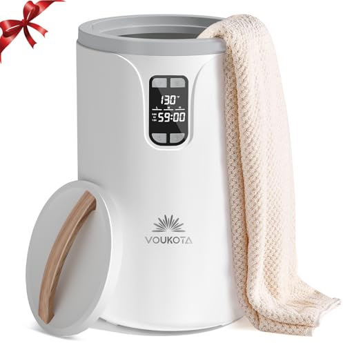 VOUKOTA Towel Warmer, 20L Towel Warmers for Bathroom with LED Display for Time and Temperature, Bucket-Style Warmer with Delay Timer 0.5-24H, Heating Time 30/60/90 Mins, Child Lock