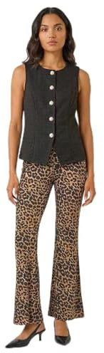 Roman Bootleg Trouser for Women UK Ladies Bootcut Stretch Flared Bengaline Long Full Length Pull-On Elasticated Waist Casual Smart Work Office Soft Flattering - Natural - Size 10