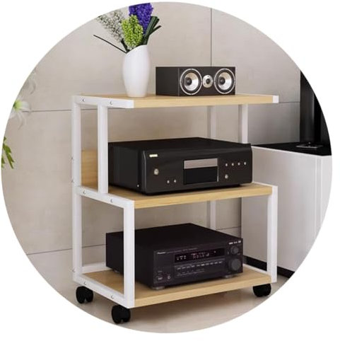 WDSOPK Gabinete de Audio HiFi Estantes de 3 Niveles Estante de Audio Multifuncional Soporte Multimedia Centro de Entretenimiento para TV con Rodillo,White-50 * 40 * 75cm(3Tier)