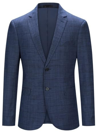 YOUTHUP Blazer Homme Slim Fit à Carreaux 2 Boutons Veste Costume Col Cranté Veston Casual pour Business