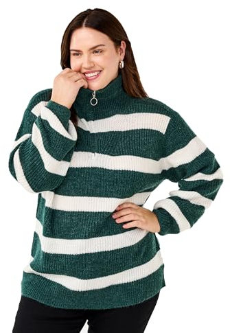 Zizzi Flash by Damen Große Größen Pullover Reißverschluss Größe Gr S Sea M. Mel. Stripe