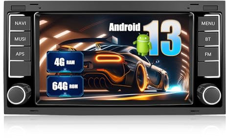 [4+64G] SIXWIN Android 13 Autoradio für VW Touareg Transporter T5 Multivan mit Carplay/Android Auto/Mirrorlink,7 Zoll Kapazitive Touchscreen mit WiFi GPS FM Bluetooth