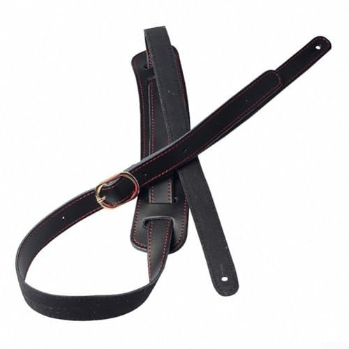 ZAMETTER Leder Gitarrengurt Verstellbarer Leder Gitarrengurt Schwarz für E-Akustikgitarre