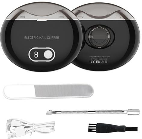 Electric Automatic Nail Clippers Electric Nail Clippers Nail Clippers Electric with 3 Speeds LCD Digital Display,Fingernail Cutter and Nail Scraps Storage Rechargeable Safety Fingernail Trimmer