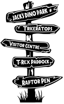 Benutzerdefinierte Name Dinosaurier Dinosaurier Wegweiser Wand Aufkleber jungen Zimmer Spielzimmer Retro Dino Tier Straße Zeichen Kinder-S-35x56cm-Black