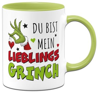 Tassenbrennerei Grinch Tasse - Du bist mein Lieblings-Grinch - Weihnachtstasse als Geschenk für Freund, Freundin - Kaffeetasse für Männer, Frauen (Grün)