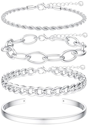 TEN MIRO 16 Karat Gold klobiges Armband für Damen, trendig, zierlich, Goldkette, Armband, stapelbar, läuft nicht an, goldfarbenes Armband, klobiges geschichtetes Kabelseil, Schlangenkette, kubanisches