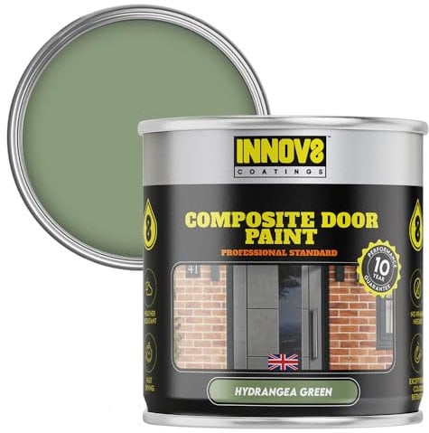 INNOV8 COATINGS COMPOSITE DOOR PAINT - 750 ml - No Primer or Top Coat - Fast Drying - Satin Finish - Hydrangea Green