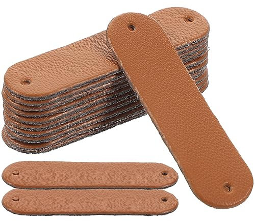 BEBEMOKO 100Stücke PU Lederetiketten für Handarbeiten Blanko Labels für Häkeln Stricken Nähen Verarbeitung für Kleidung Taschen und Mehr